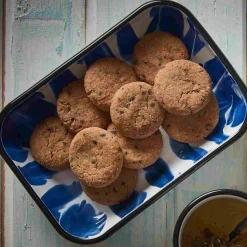 Kapka Enamel Baking Supplies & Equipment^Paintstroke Enamel Roasting & Serving Dish, Blue & White