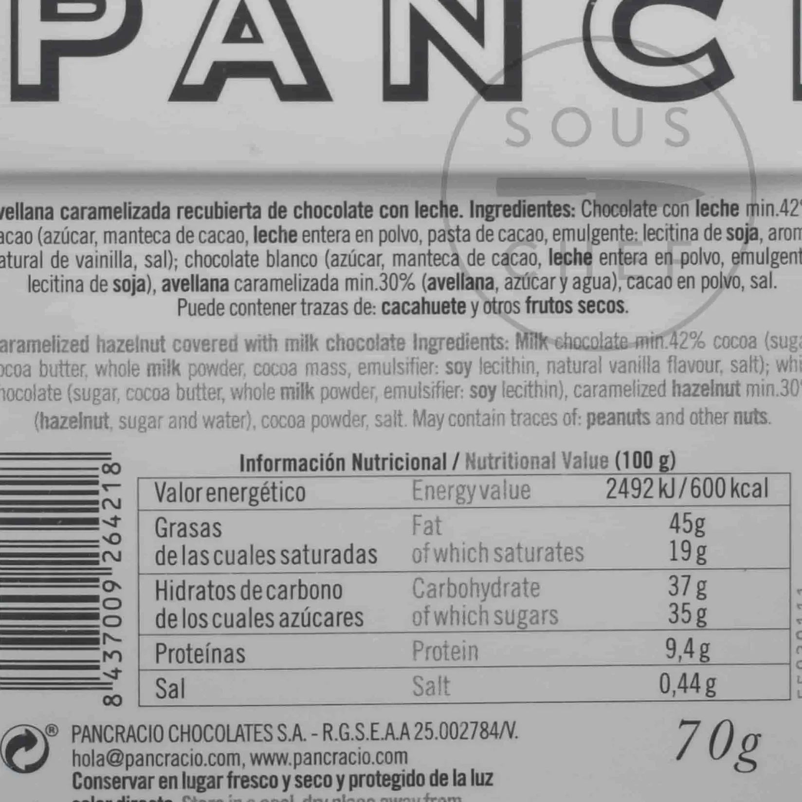 Pancracio Ingredients Brands|Spanish Ingredients^Caramelised Hazelnuts, 70g
