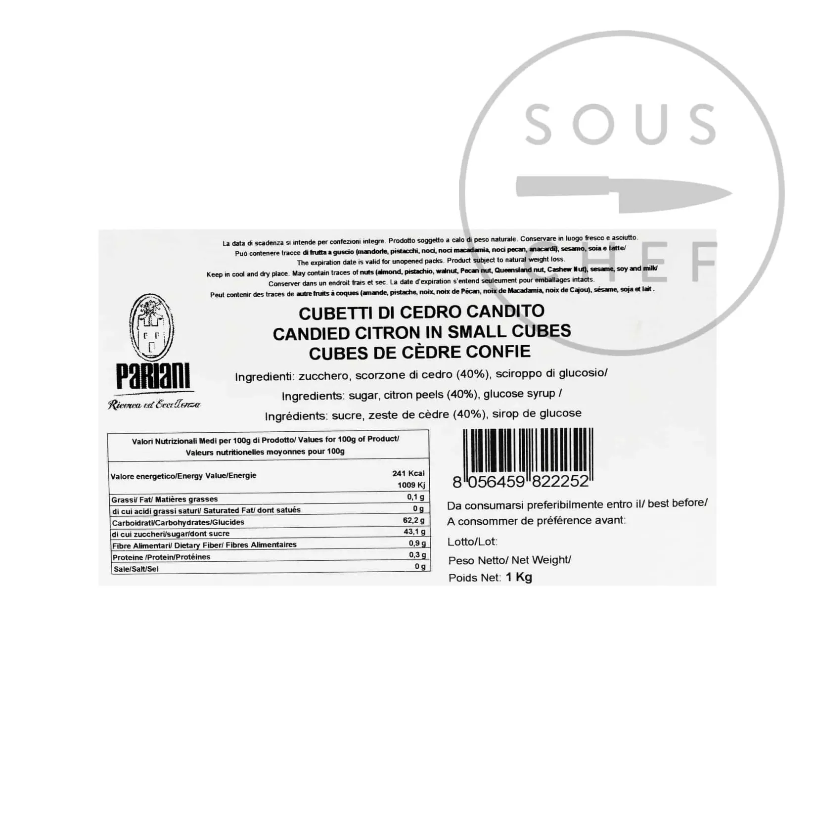 Pariani Ingredients Brands|Italian Ingredients^Candied Cedro Citron In Small Cubes, 1kg