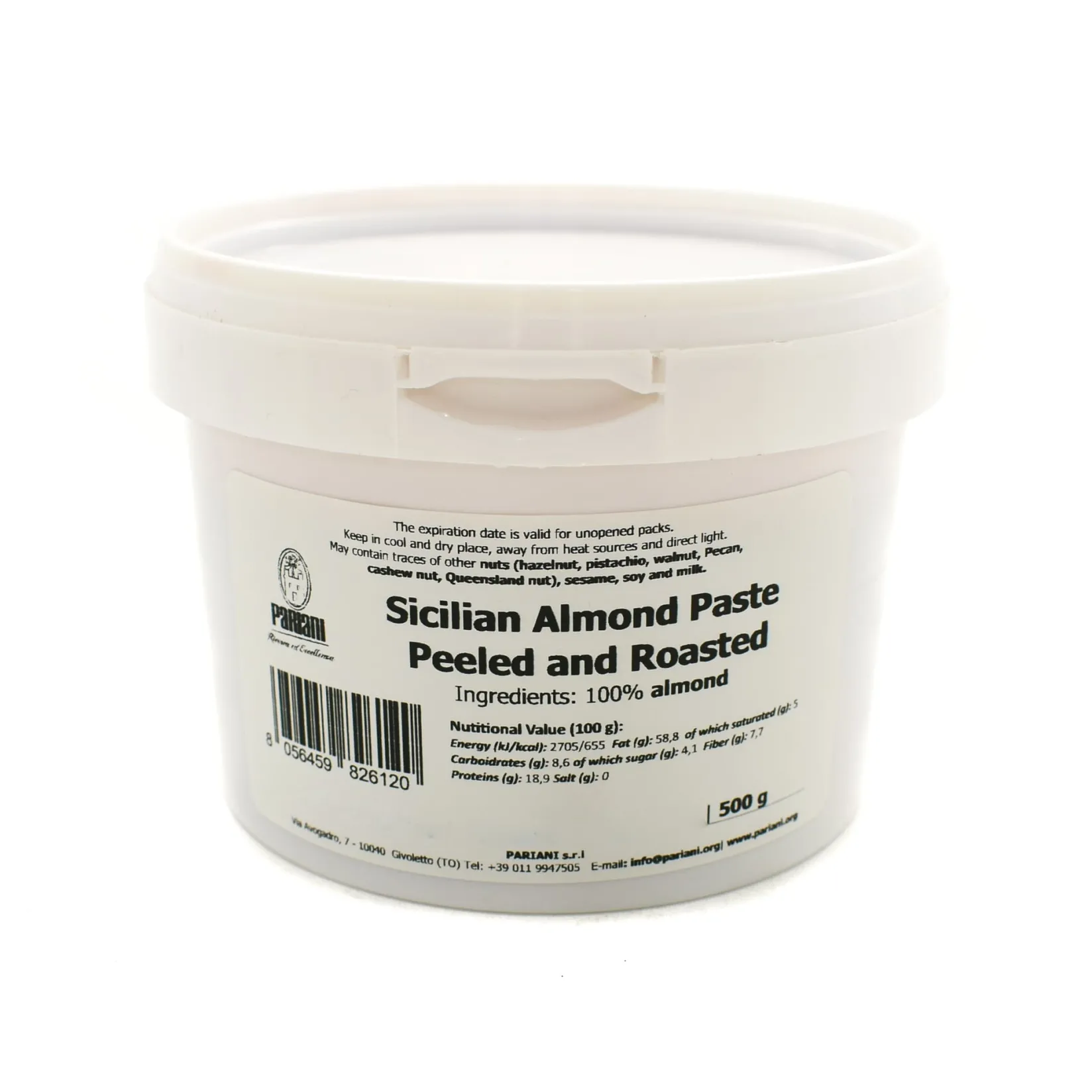 Pariani Italian Ingredients|Baking Ingredients^Sicilian Almond Paste Peeled and Roasted, 500g