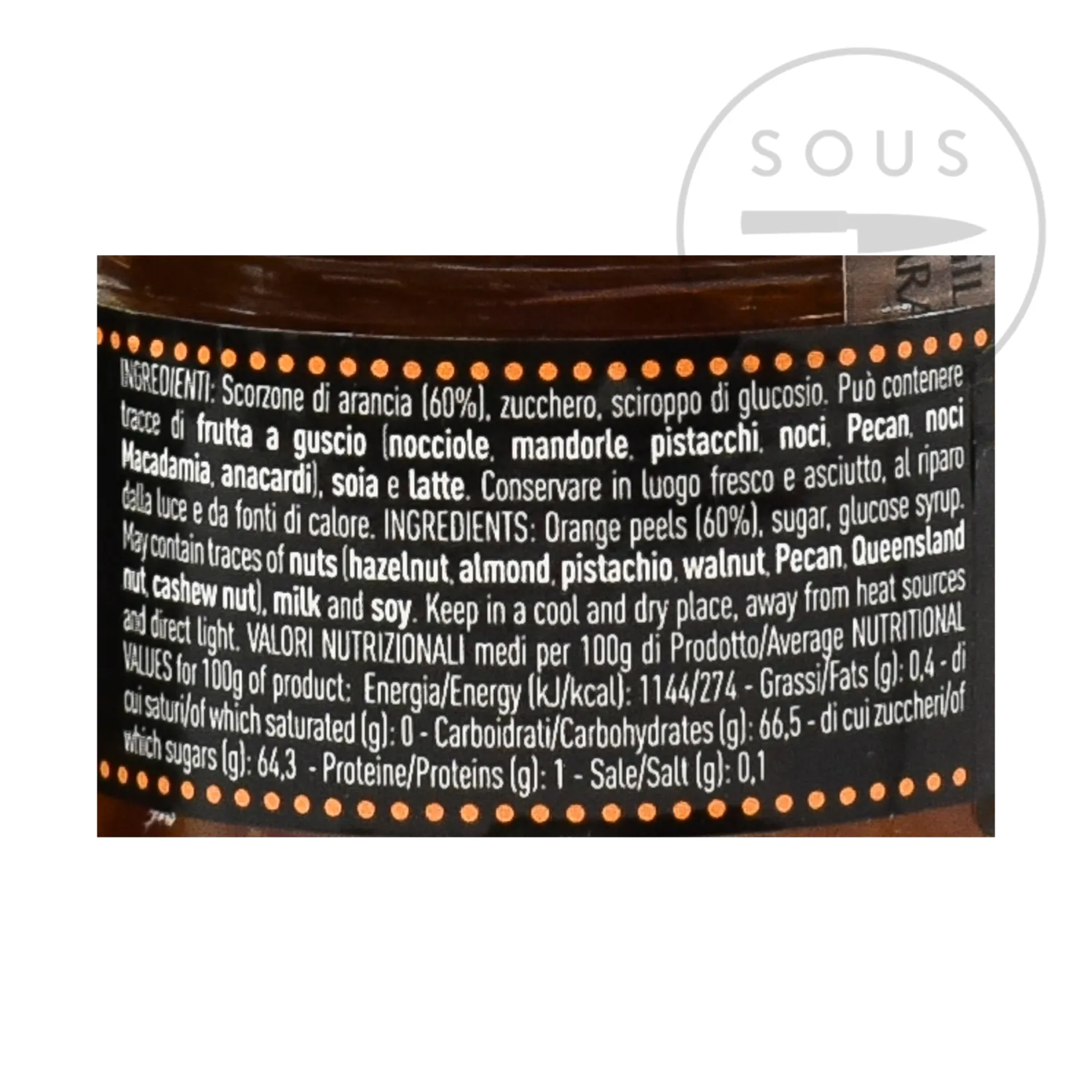 Pariani Italian Ingredients|Jam, Honey & Spreads^Sicilian Candied Orange in Small Cubes, 260g