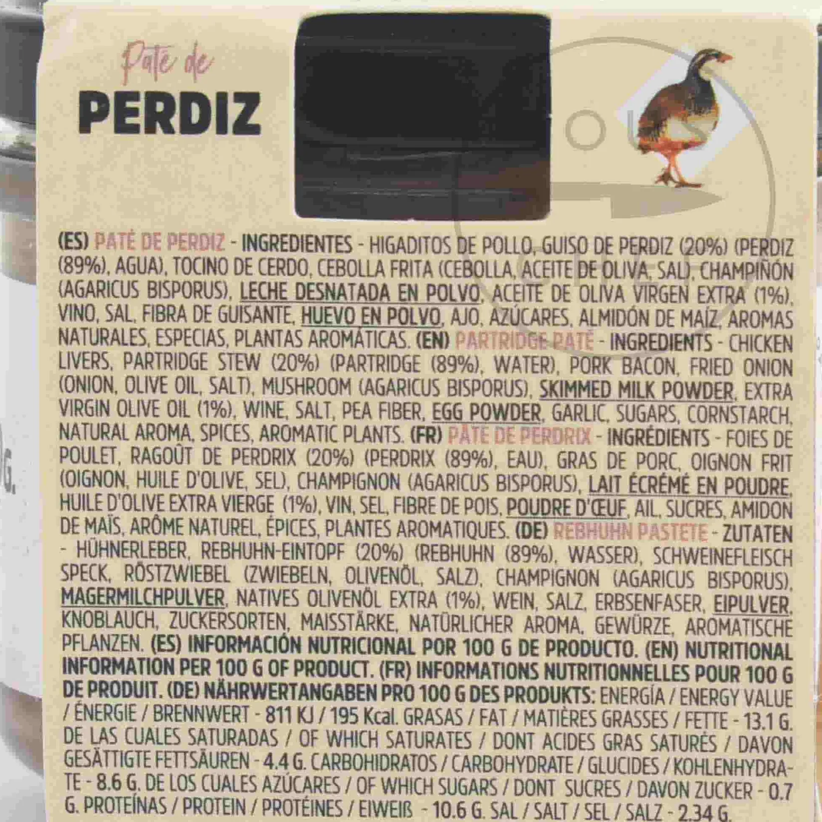 Pate Artesanal Ingredients Brands|Spanish Ingredients^Partridge Pate, 110g