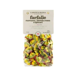 L'Antica Madia Pasta, Rice & Beans|Ingredients Brands^Pasta L'Antica Striped Farfalle with Turmeric, Beetroot & Spinach, 250g