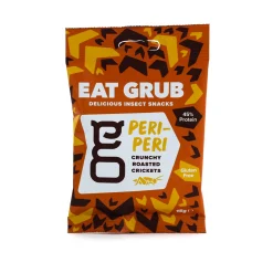 Eat Grub Ingredients Brands|Made In The Uk^Peri Peri Crunchy Roasted Crickets, 15g
