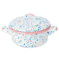 Kapka Enamel Pots & Pans^Pink Dot Enamel Casserole with Lid, 18cm