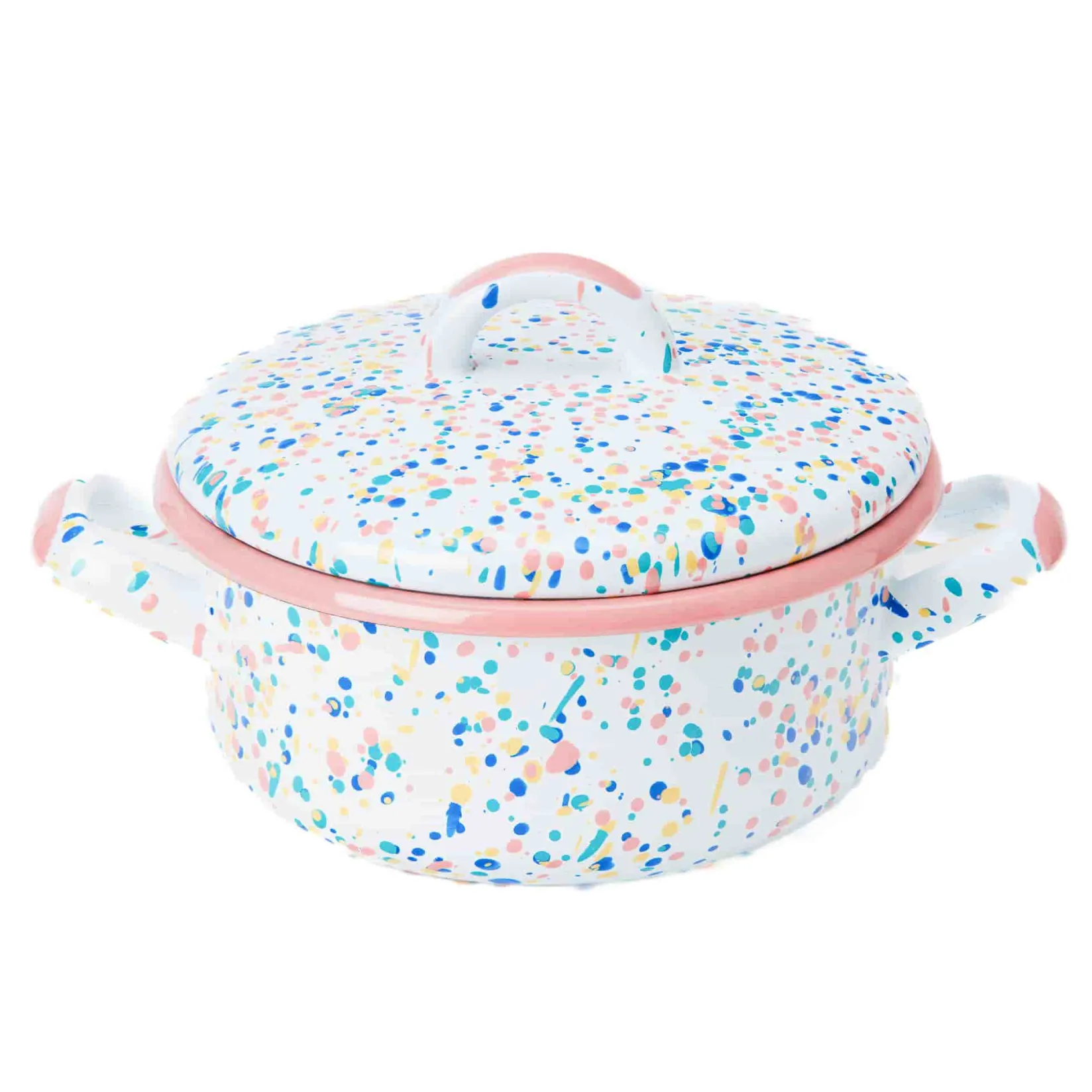 Kapka Enamel Pots & Pans^Pink Dot Enamel Casserole with Lid, 18cm