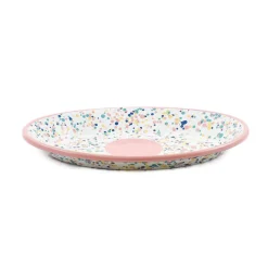 Kapka Tableware Brands^Pink Dot Enamel Oval Serving Tray, 31cm