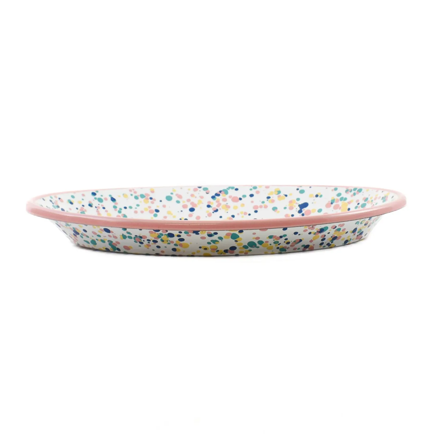 Kapka Tableware Brands^Pink Dot Enamel Oval Serving Tray, 31cm