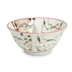 Kiji Stoneware & Ceramics Tableware Brands|Japanese Ingredients^Pink Lucky Cat Japanese Noodle Bowl, 15cm