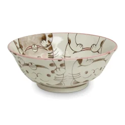 Kiji Stoneware & Ceramics Tableware Brands|Japanese Ingredients^Pink Lucky Cat Japanese Ramen Bowl, 21cm