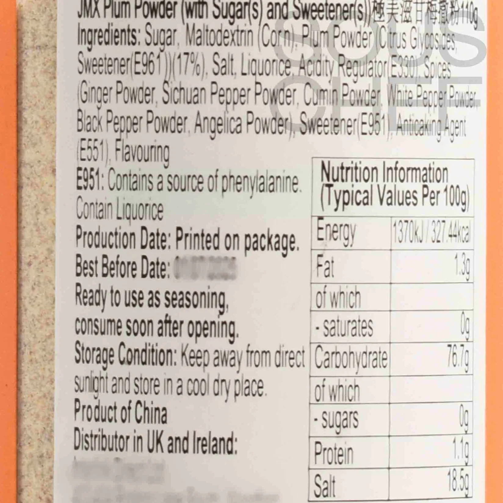 Jumex Ingredients Brands|Chinese Ingredients^Plum Powder, 110g