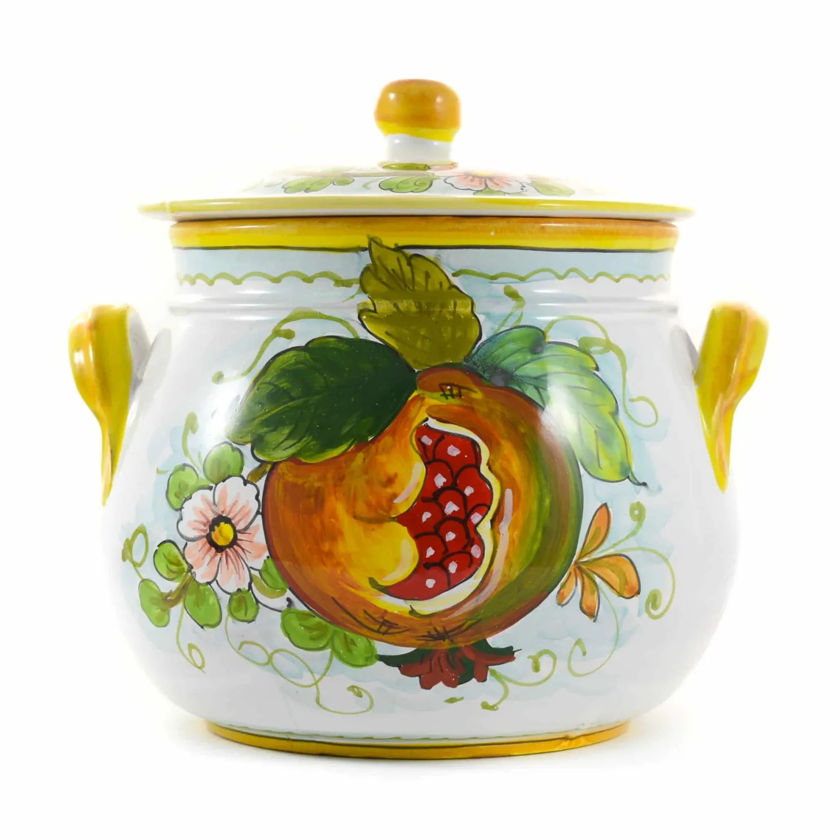 Tuscan Handmade Italian Ingredients|Serveware^Pomegranate-Painted Terracotta Cooking Pot, 20cm
