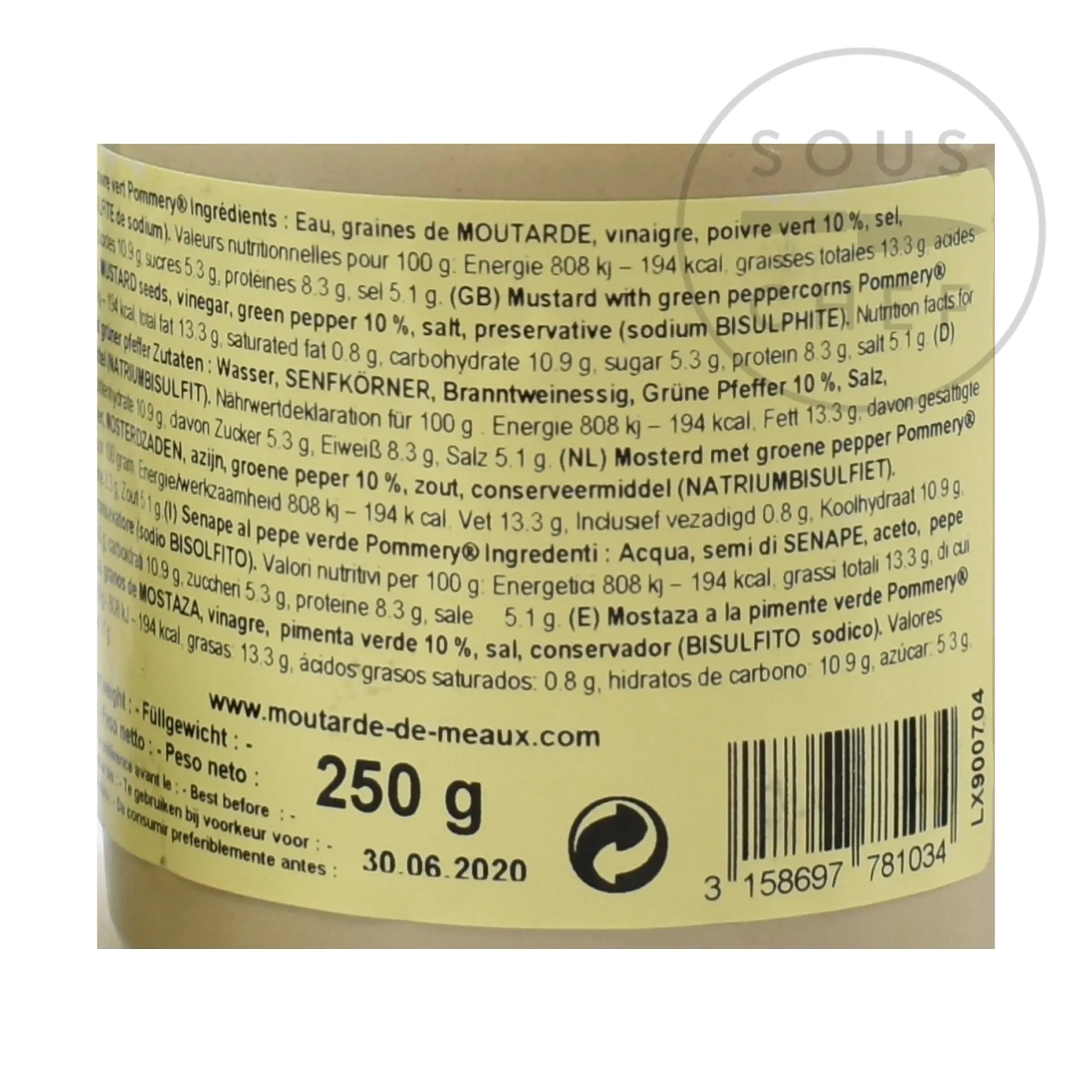 Pommery French Ingredients|Sauces & Condiments^Green Peppercorn Mustard, 250g