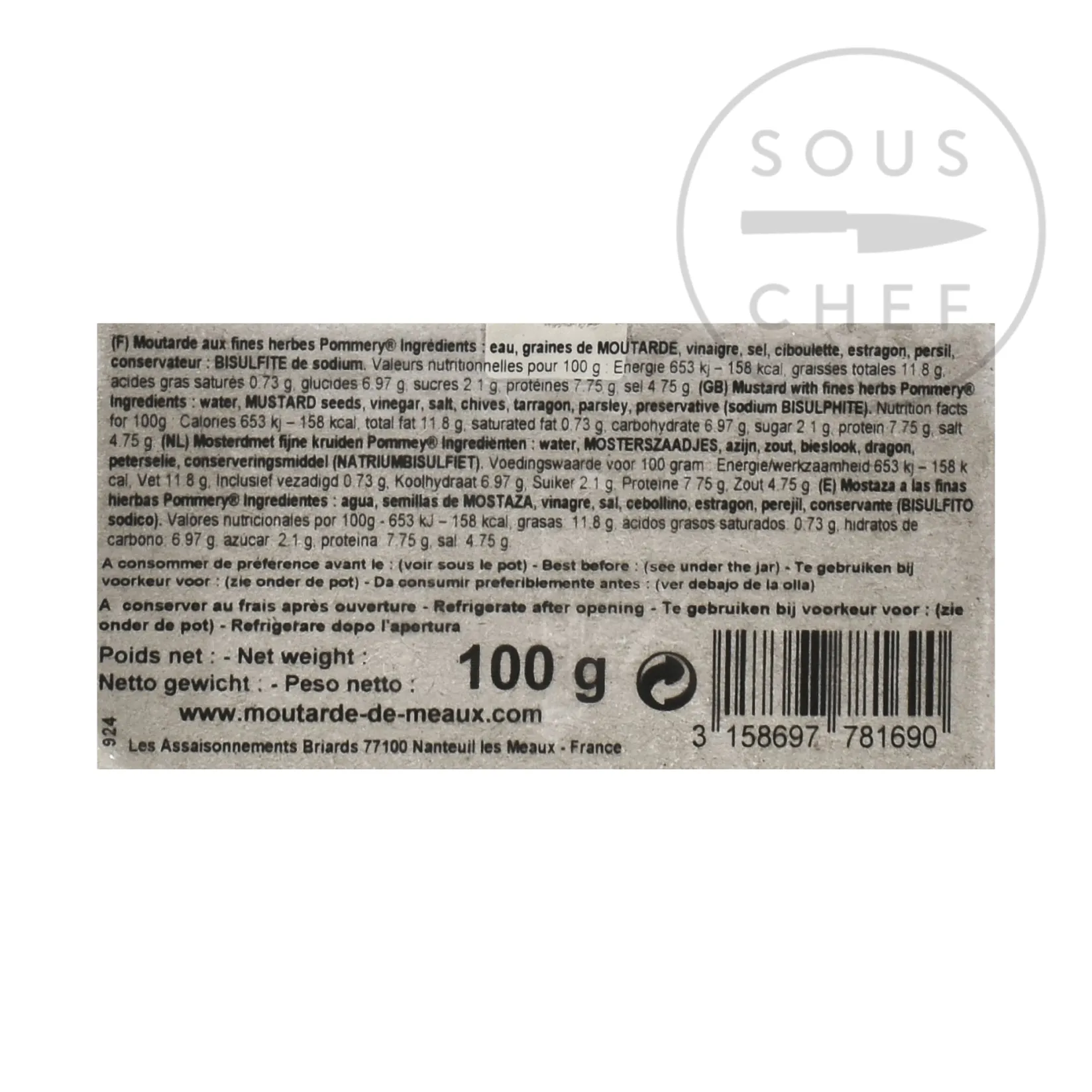 Pommery Ingredients Brands|French Ingredients^Herb Mustard - Chives, Parsley & Tarragon 100g