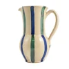 Puglia Handmade Jugs & Bottles|Tableware Brands^Puglia Aquamarine and Blue Stripe Pitcher