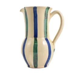 Puglia Handmade Jugs & Bottles|Tableware Brands^Puglia Aquamarine and Blue Stripe Pitcher