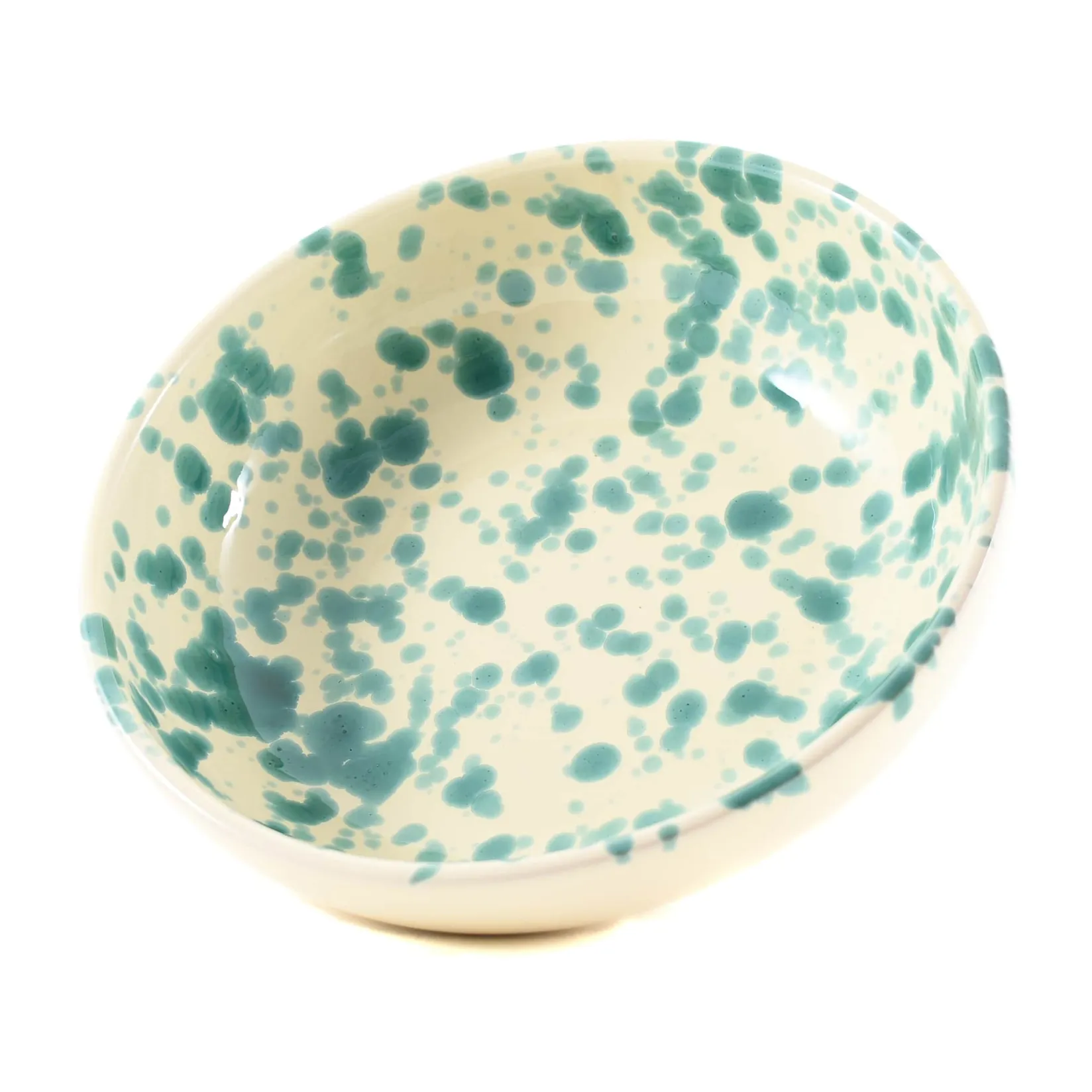 Puglia Handmade Italian Ingredients|Crockery & Dinnerware^Puglia Aquamarine Splatter Bowl, 19cm