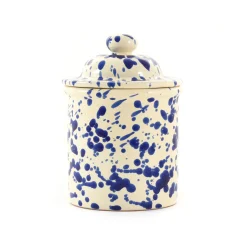 Puglia Handmade Tableware Brands|Italian Ingredients^Puglia Blue Splatter Storage Jar, 15cm