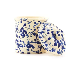 Puglia Handmade Tableware Brands|Italian Ingredients^Puglia Blue Splatter Storage Jar, 15cm