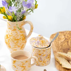 Puglia Handmade Tableware Brands|Italian Ingredients^Puglia Dark Yellow Splatter Pitcher