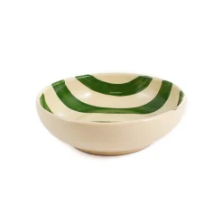 Puglia Handmade Crockery & Dinnerware|Bowls^Puglia Green Stripe Bowl, 19cm