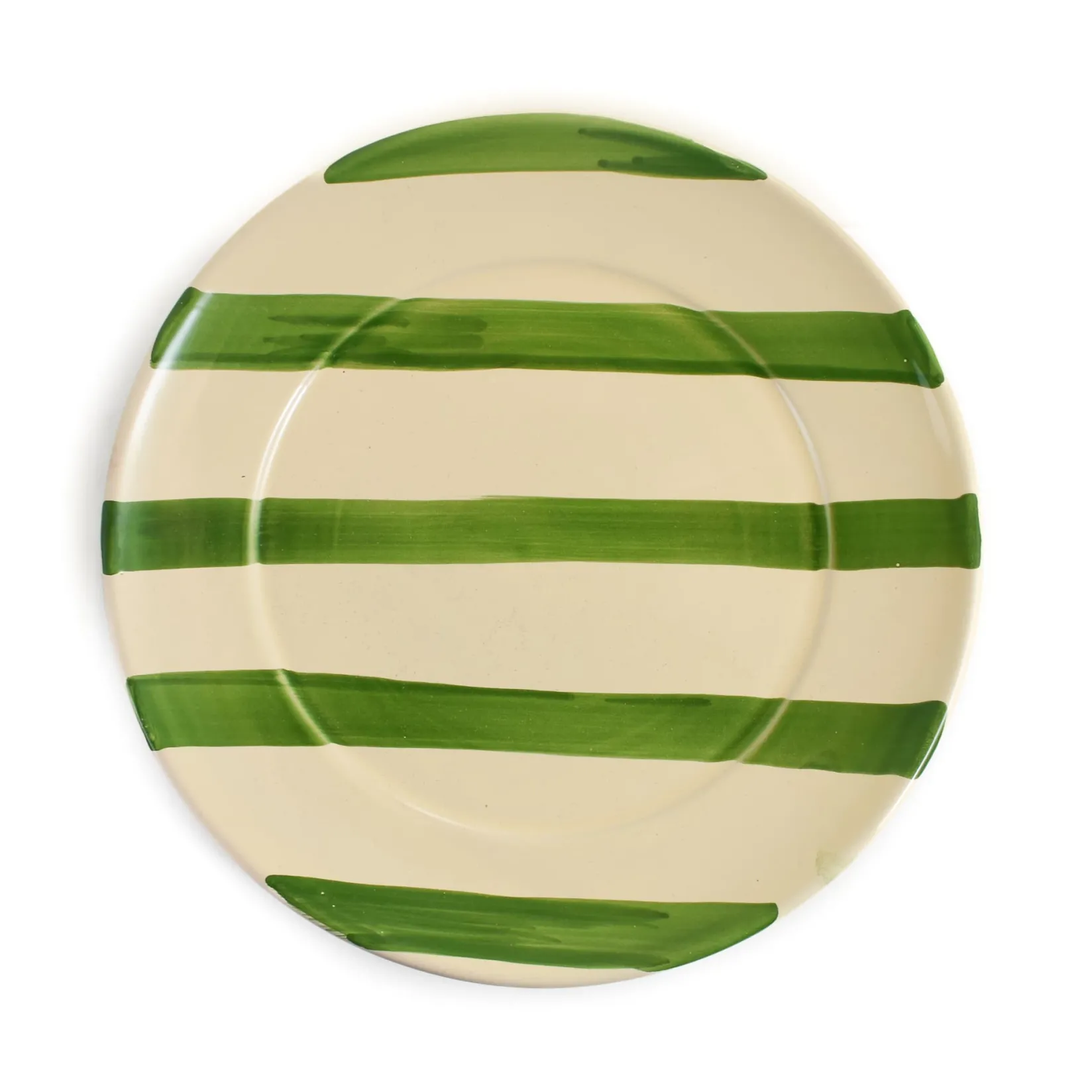 Puglia Handmade Plates|Crockery & Dinnerware^Puglia Green Stripe Dinner Plate, 27cm
