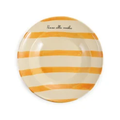 Puglia Handmade Crockery & Dinnerware|Bowls^Puglia "Penne Alla Vodka" Yellow Stripe Pasta Bowl, 29cm