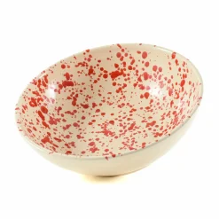 Puglia Handmade Italian Ingredients|Crockery & Dinnerware^Puglia Red Splatter Large Salad Bowl, 28cm