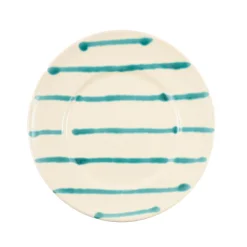 Puglia Handmade Tableware Brands|Plates^Puglia Teal Stripe Dinner Plate, 24cm
