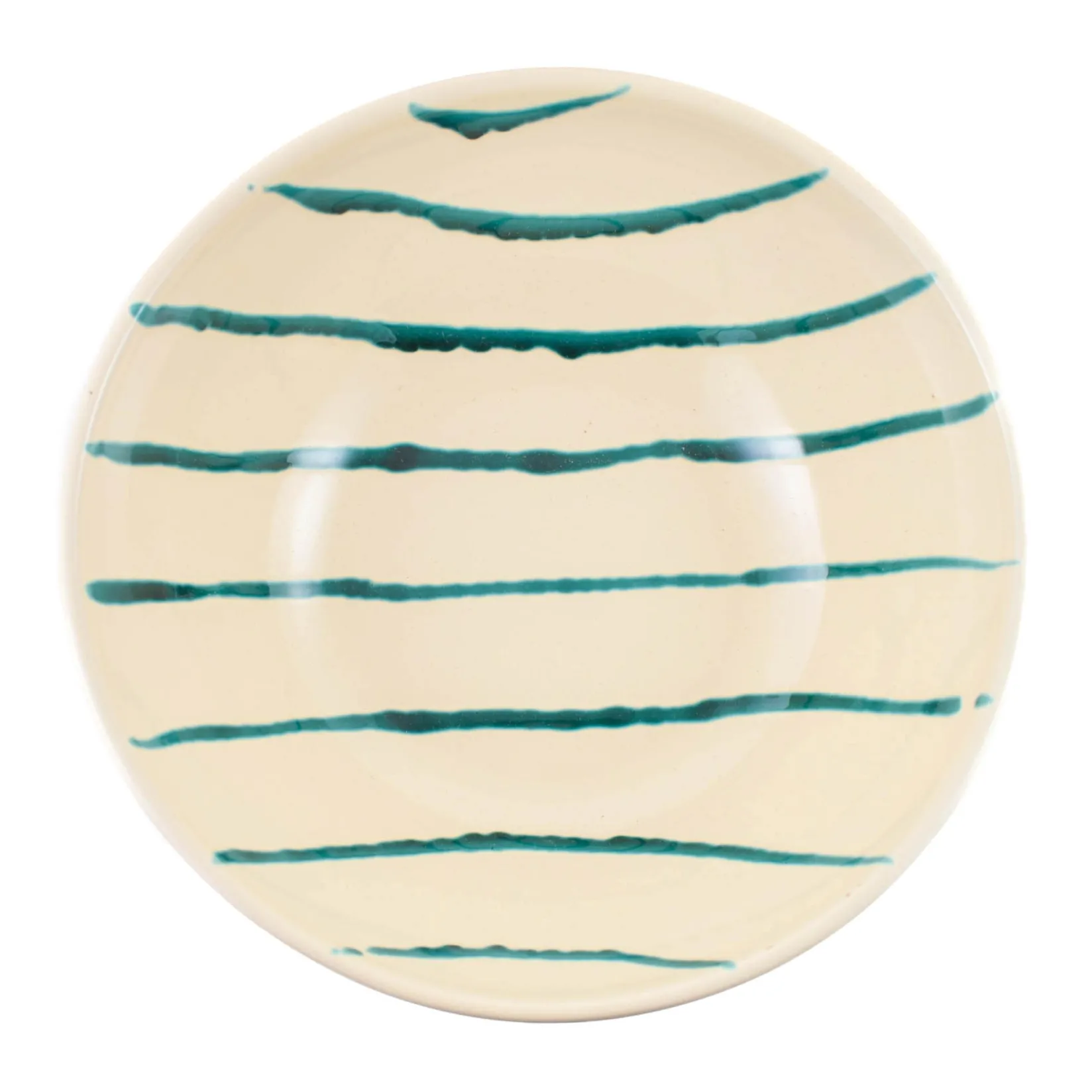 Puglia Handmade Crockery & Dinnerware|Bowls^Puglia Teal Stripe Large Salad Bowl, 34cm