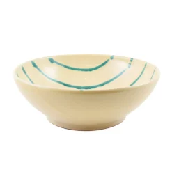 Puglia Handmade Crockery & Dinnerware|Bowls^Puglia Teal Stripe Pasta Bowl, 28cm