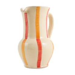 Puglia Handmade Tableware Brands|Jugs & Bottles^Puglia Yellow and Red Stripe Pitcher