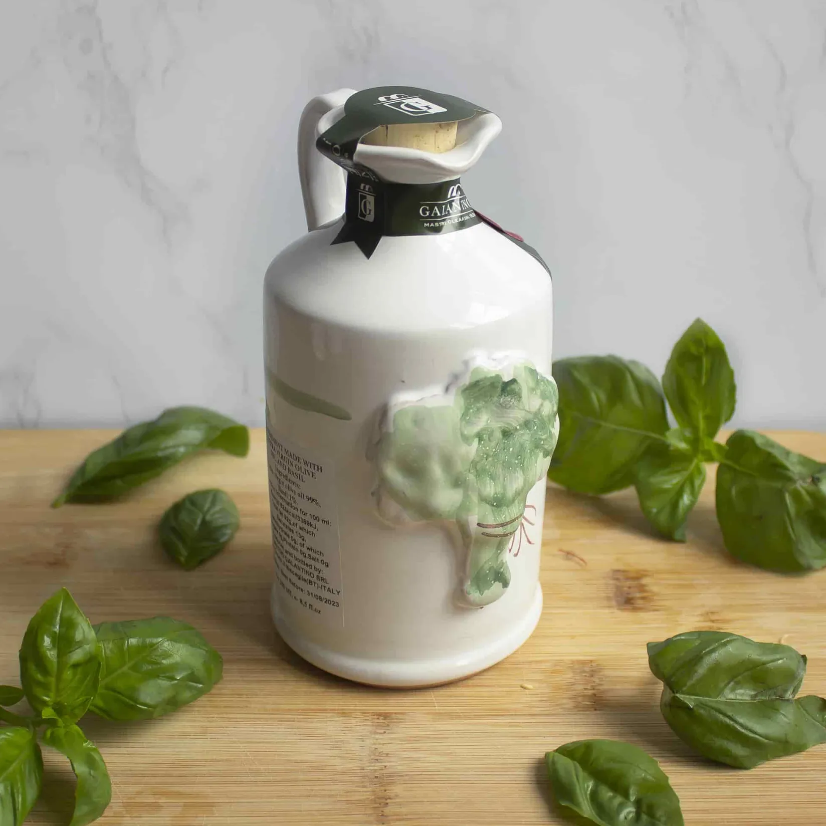 Galantino Ingredients Brands|Italian Ingredients^Puglian Olive Oil with Basil in Terracotta Bottle, 250ml