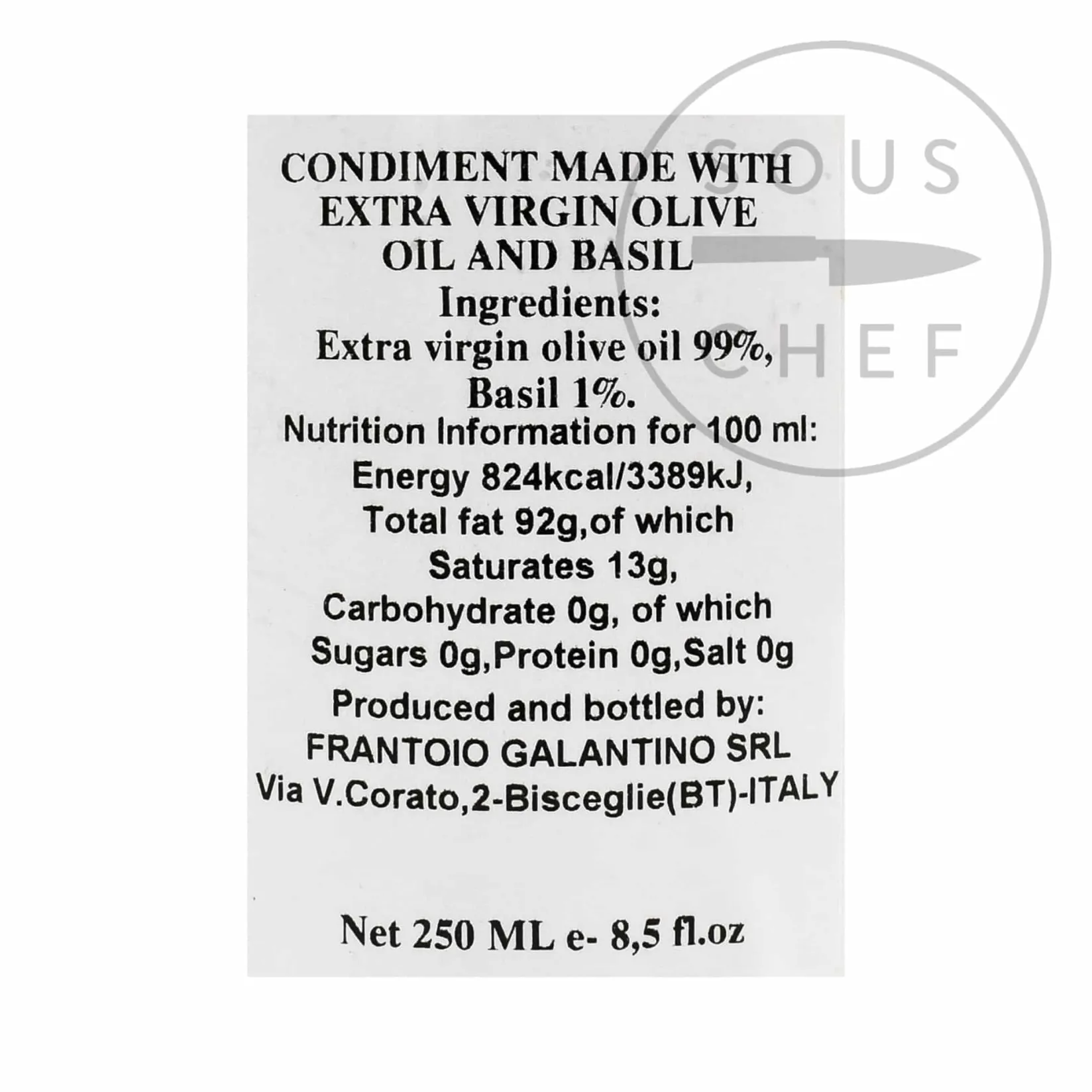 Galantino Ingredients Brands|Italian Ingredients^Puglian Olive Oil with Basil in Terracotta Bottle, 250ml