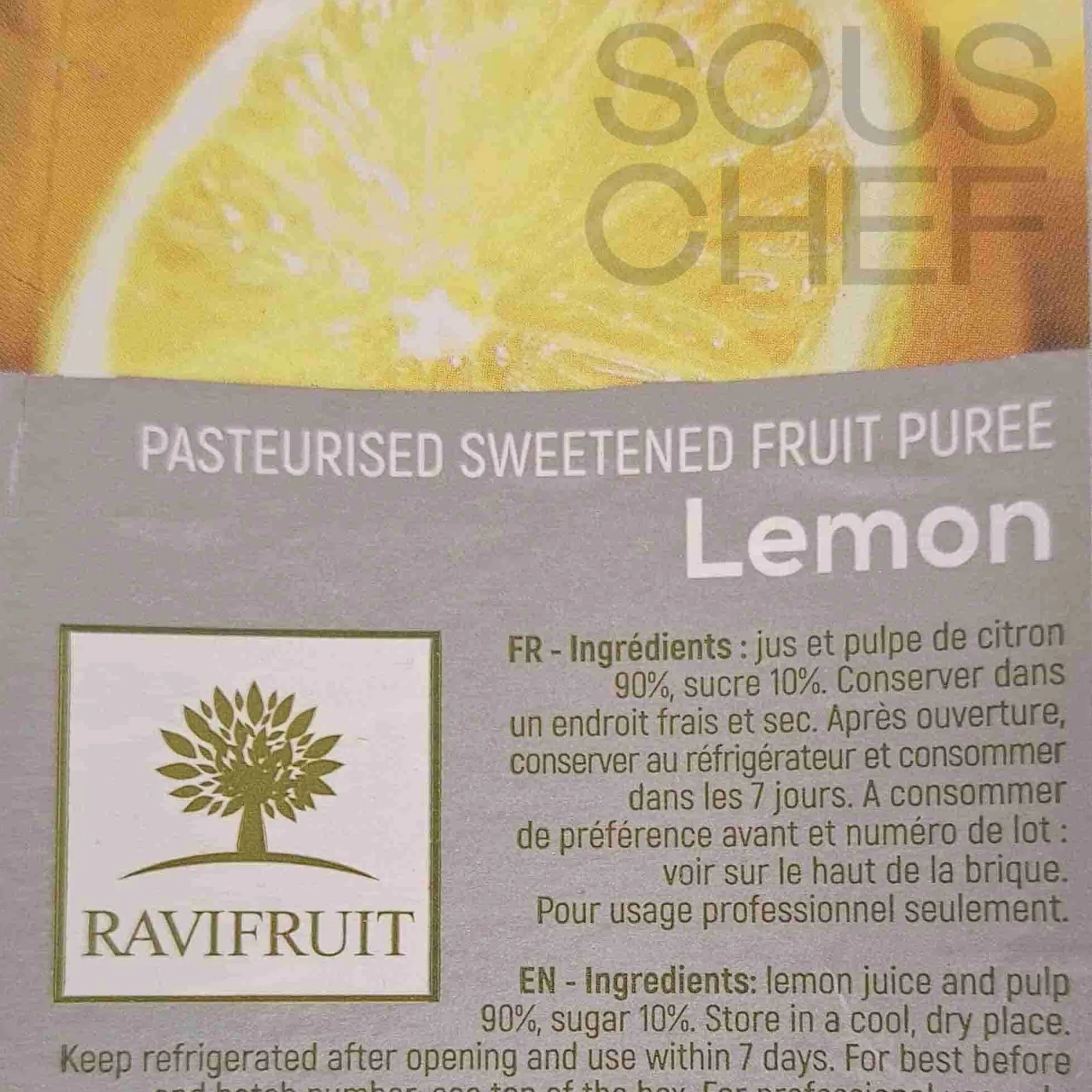 Ravifruit Ingredients Brands|Drinks^Lemon Puree, 1 Litre