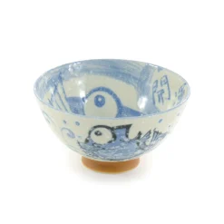 Kiji Stoneware & Ceramics Japanese Ingredients|Japanese Tableware^Rice Bowl With Blue Fish, 12cm