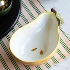 Rockett St George Crockery & Dinnerware|Bowls^Pear Bowl with Gold Detail, 14x20cm