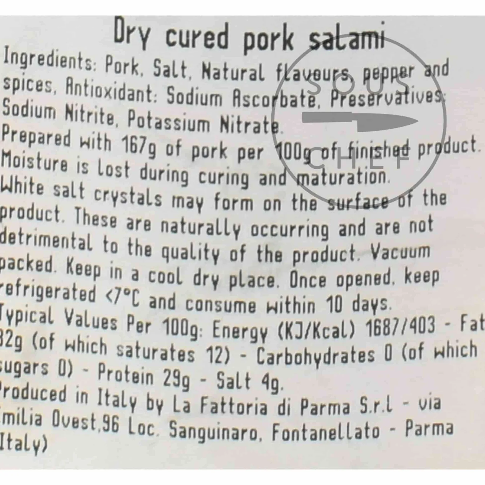 La Fattoria Di Parma Ingredients Brands|Italian Ingredients^Salami Felino IGP Riserva, 290g