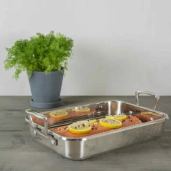 Scanpan Baking Supplies & Equipment^Impact Stainless Steel Roasting Pan with Rack, 43x28cm