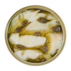 Sea Sisters Tinned Fish & Seafood|Ingredients Brands^Tinned Cornish Hake With Rosemary & Capers, 110g