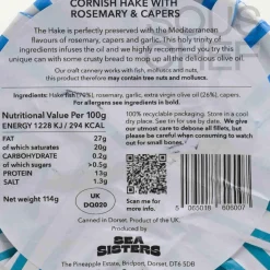 Sea Sisters Tinned Fish & Seafood|Ingredients Brands^Tinned Cornish Hake With Rosemary & Capers, 110g