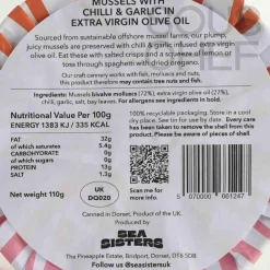 Sea Sisters Ingredients Brands|Tinned Fish & Seafood^Tinned Mussels With Chilli & Garlic Oil 110g