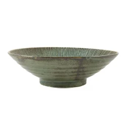 Kiji Stoneware & Ceramics Tableware Brands|Japanese Ingredients^Senkei Shallow Bowl, Green, 24cm