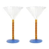 &Klevering Tableware Brands|Cocktail Making & Barware^Set of 2 Amber Bubble Stem Martini Glasses, 150ml