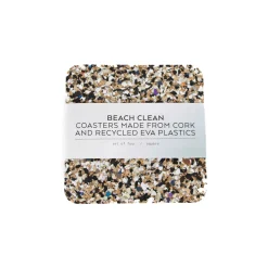 Liga Tableware Brands^Set of 4 Beach Clean Recycled Cork Square Coasters, 10cm