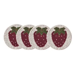 My Gifts Trade Tableware Brands^Set of 4 Beaded Strawberry Coasters