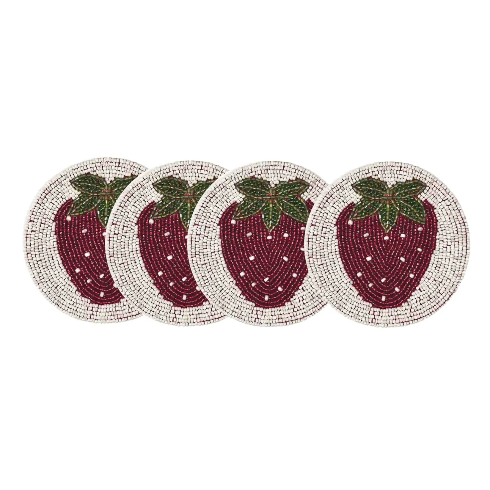 My Gifts Trade Tableware Brands^Set of 4 Beaded Strawberry Coasters