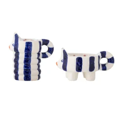 Bloomingville Table Setting|Tableware Brands^Set of 2 Blue Striped Cat Candle Holders
