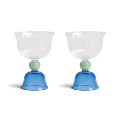 &Klevering Table Setting|Drinking Glasses^Set of 2 Blue Tulip Coupe Glasses