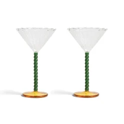 &Klevering Table Setting|Drinking Glasses^Set of 2 Bubble Stem Martini Glasses